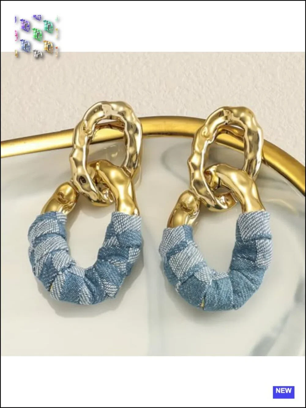 Chunky Gold Acrylic Chain Statement Earrings Dangle Drop Wrap Leather